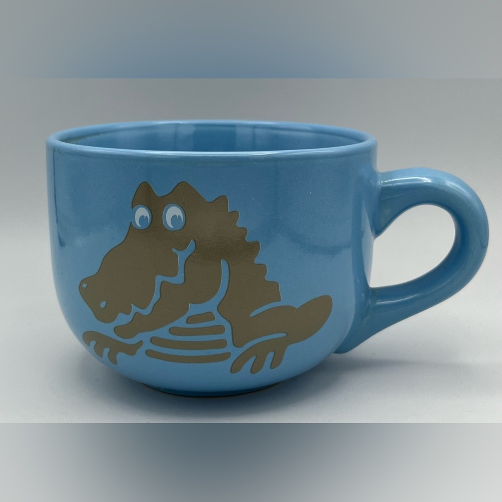 CROCS Brand Soup Mug Or Coffee Cup Blue W/ Orange Lettering